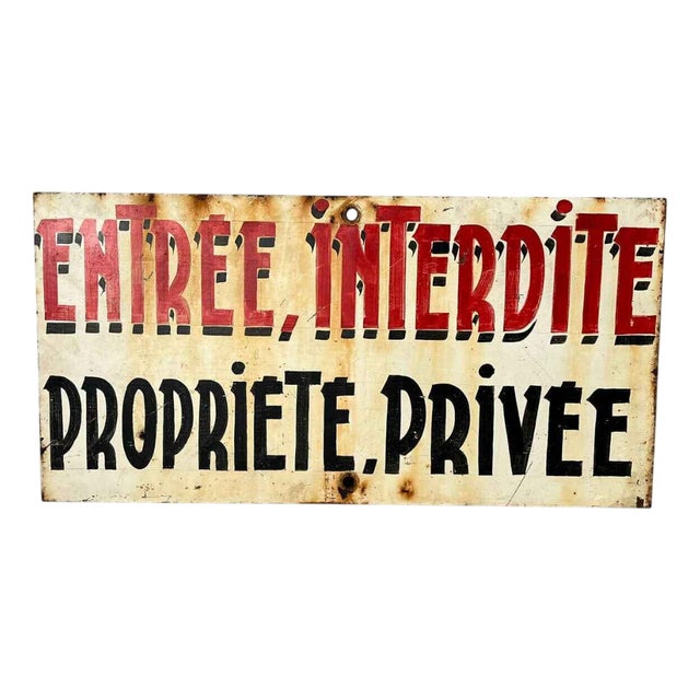 Metal Warning Sign, 1940s For Sale
