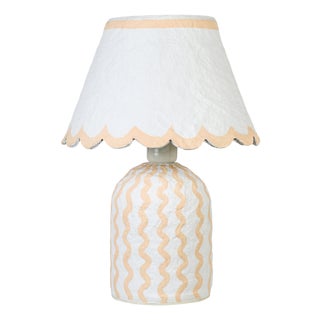 Blum Scalloped Squiggle Cotton Mache Table Lamp, Peach For Sale