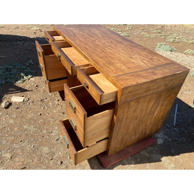 Vintage Mid Century Modern Drexel Campaign Desk For Sale - Image 9 of 12