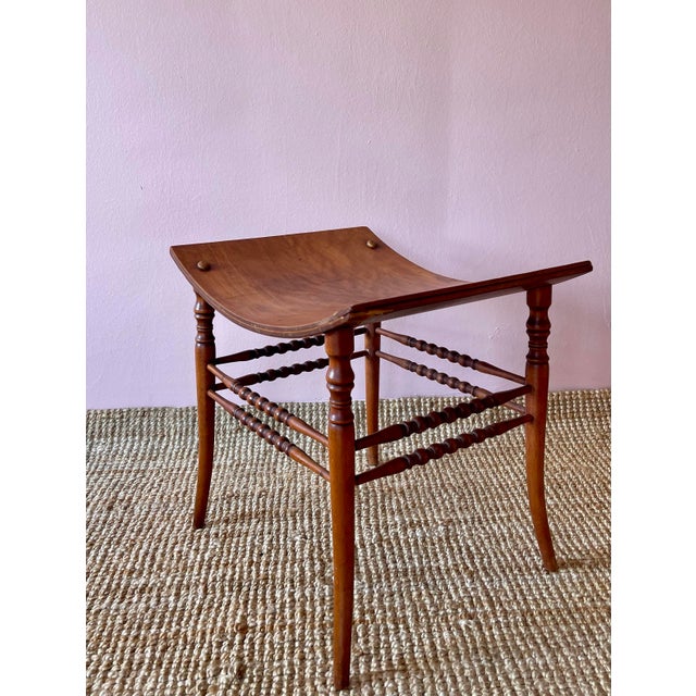 American Early 20th Century Antique Egyptian Revival Bentwood Thebes Stool For Sale - Image 3 of 10
