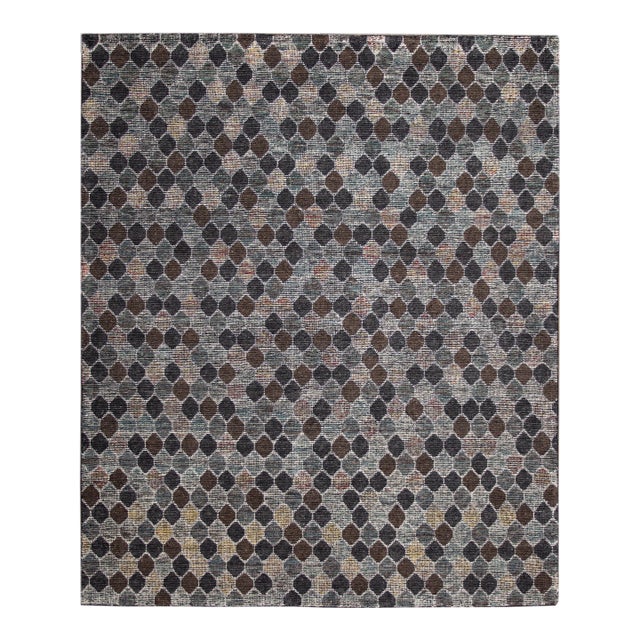 Contemporary Soumak Style Wool Rug With Allover Pattern in Earthy Tones For Sale