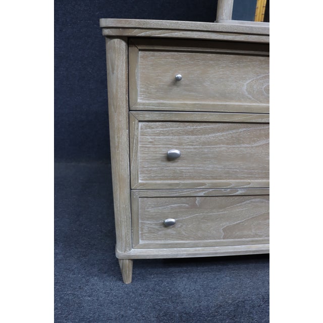 Cerused Oak Six Drawer Dresser With Mirror For Sale - Image 10 of 13