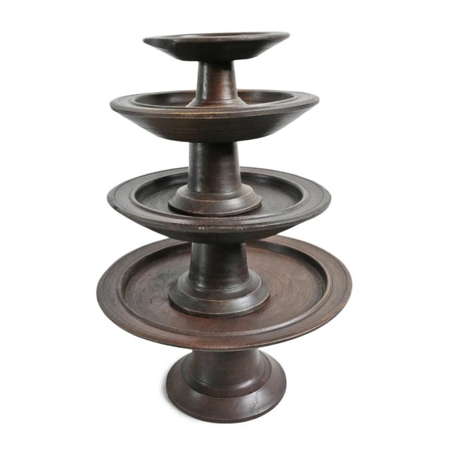 Mid 20th Century Vintage Java Wood Pedestal Tray Large For Sale In Los Angeles - Image 6 of 13