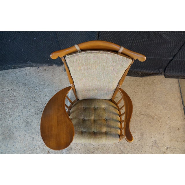 1960's Heywood Wakefield Windsor Back Maple Writing Desk Arm Chair With Drawer For Sale - Image 9 of 18