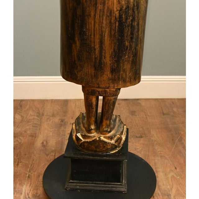 Vintage Carved Burmese Buddha Statue in Giltwood, 1950s For Sale - Image 9 of 11