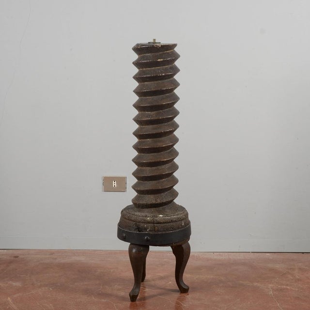 Wooden Grape Wine Press Screw with Support, Italy, 19th Century For Sale - Image 11 of 18