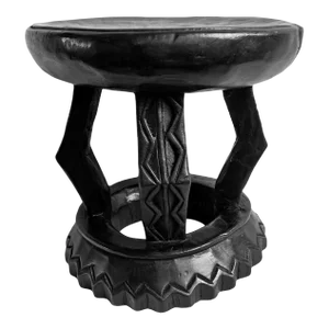 Vintage Oka Yoruba Black Wood Stool