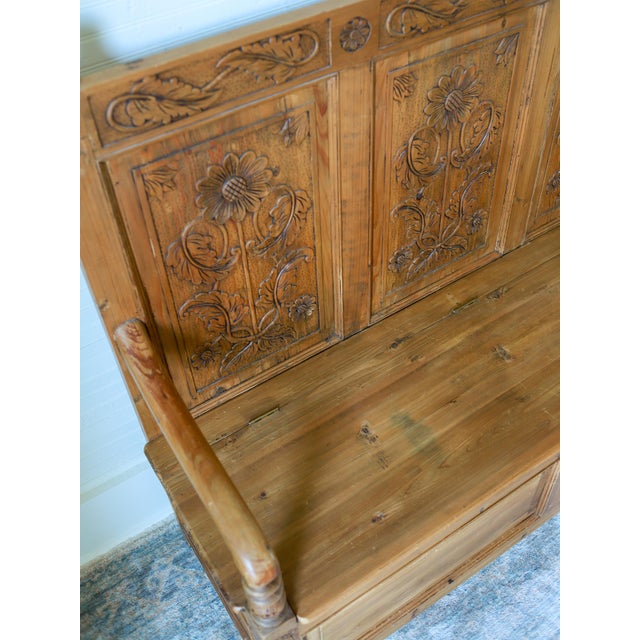 Mid 20th Century English Pine Carved Storage Bench For Sale - Image 14 of 17