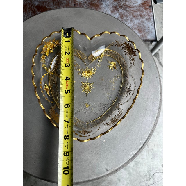 Mid-Century Modern 1970s 24kt Gold Heart Shaped Glass Platter For Sale - Image 3 of 6