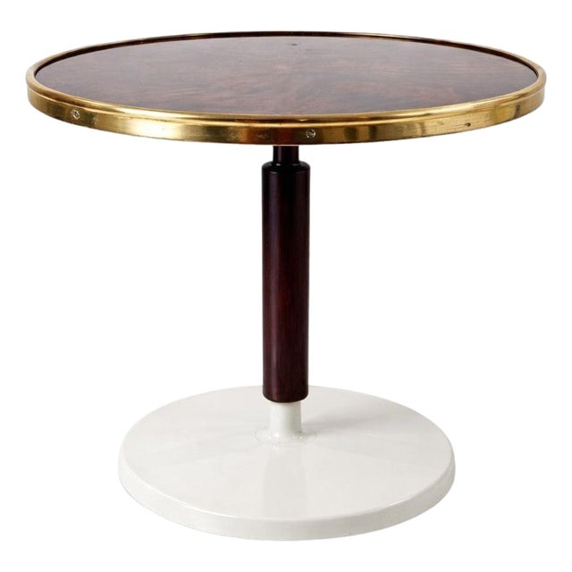 Italian Burl and Brass Yacht Side Table, 1950s For Sale