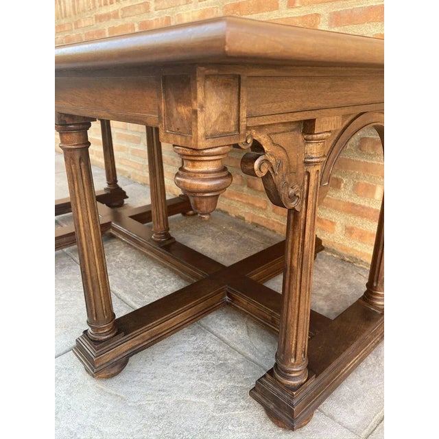 Antique Spanish Carved Church Table or Altar with Wood Stretchers For Sale - Image 11 of 14
