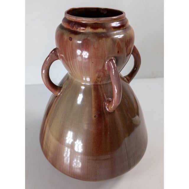 Copper Early 20th Century French Art Nouveau Pottery Vase, Signed For Sale - Image 8 of 14