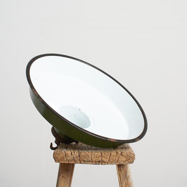 Green Enamel Pendant Light from Benjamin, 1940s For Sale - Image 6 of 7