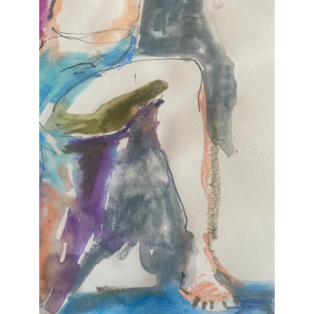 Circa 1989 Modern Figurative Nude Watercolor and Ink Study Painting For Sale - Image 4 of 7