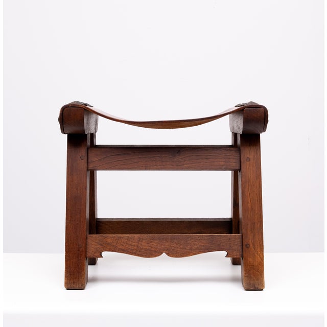 Brown Vintage Spanish Brutalist Ottoman, 1950s For Sale - Image 8 of 9