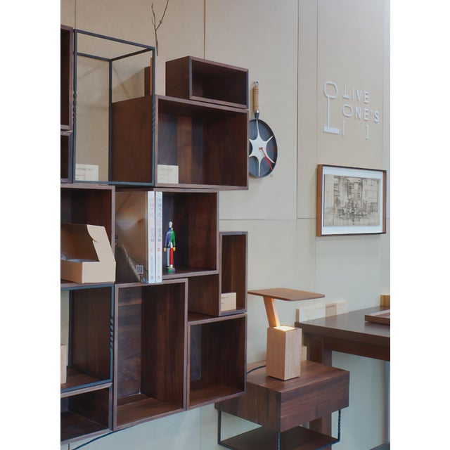 Floating Shelves Wall Mounted, Modular Walnut Shelving Unit, Solid Wood Steel Wall Shelf for Home Office For Sale - Image 11 of 18