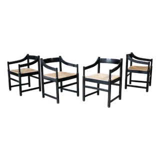 1970s Vintage Vico Magistretti 'Carimate' Style Armchairs - Set of 4 For Sale