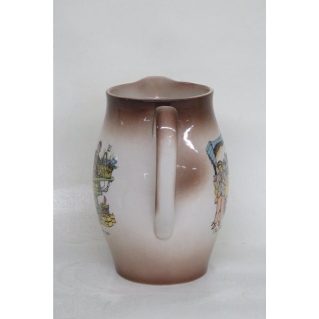 Staffordshire Ronney Pottery England Painted Pitcher Jug For Sale - Image 11 of 11