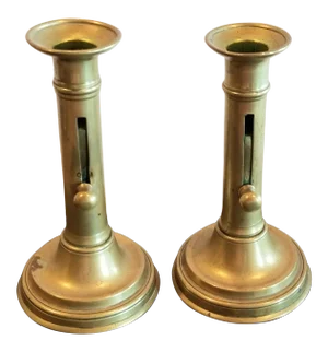 Antique Brass Pushup Candlesticks