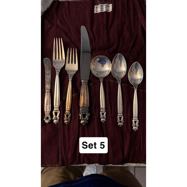 1920s Mid-Century Modern Georg Jensen Sterling Acorn Flatware - Set of 7 For Sale - Image 10 of 10