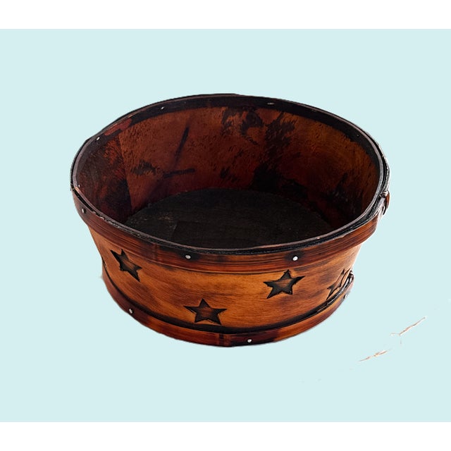 Beautifully hand-made round bentwood pantry box (no lid), from the early 20th Century with hand carved stars. This is a...