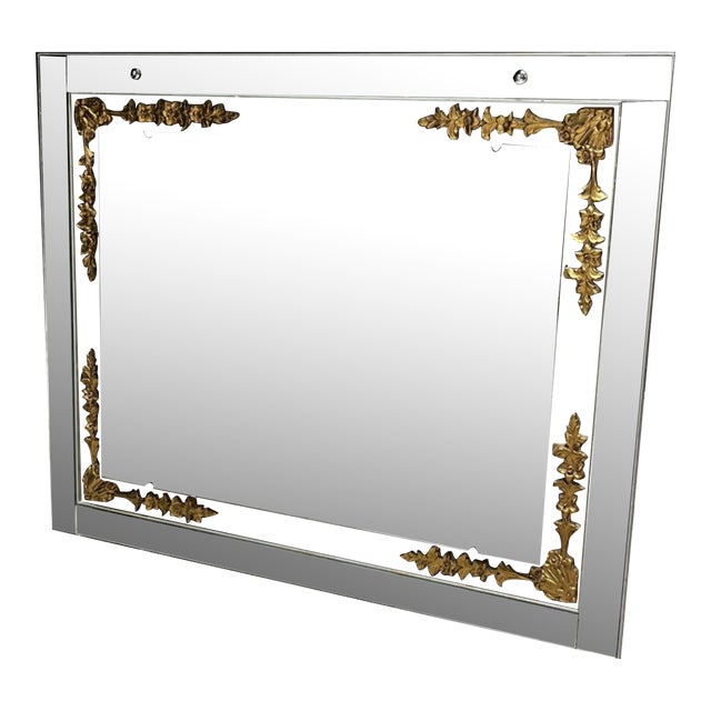 Large Hollywood Regency Silver & Gilt Antique Wall Mirror Style of Maison Jansen For Sale