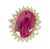 Striking and elegant, this vintage style halo ring features a captivating 8.13 carat oval-cut Burmese ruby, prized for its...