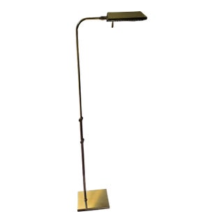 Vintage Frederick Cooper Polished Brass Adjustable Floor Lamp For Sale