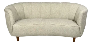 Danish Modern, Banana Sofa, Beechwood, Green Fabric, Denmark, 1940s
