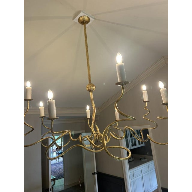 Custom steel base with gold leaf and tarnished effect. Approximately 25-30 years old. Designed in SF and fabricated in...