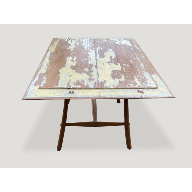 Andrianna Shamaris Hand Carved Beveled Teak Cocktail Table, or Entry Table For Sale - Image 4 of 6