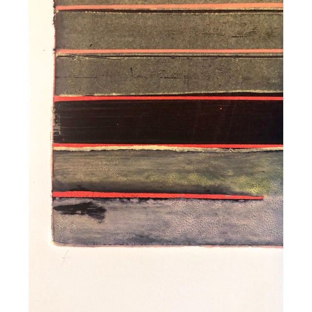 Pierre Obando, Abstract Expressionist Modernist Coral Grey Monoprint Monotype Painting Print, 1997 For Sale - Image 4 of 6