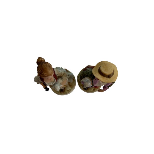 Late 20th Century Late 20th Century Girl and Boy Holding Sheep 8259 by Andrea by Sadek - Set of 2 For Sale - Image 5 of 6