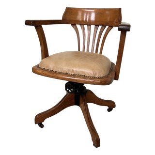 Tilting Swivel Chair in Oak, Late 19th Century-Early 20th Century For Sale