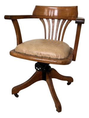 Tilting Swivel Chair in Oak, Late 19th Century-Early 20th Century