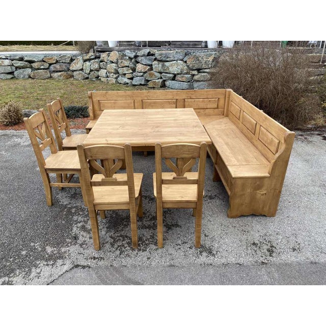 Vintage Rustic Corner Dining Set, Set of 6 For Sale - Image 10 of 12