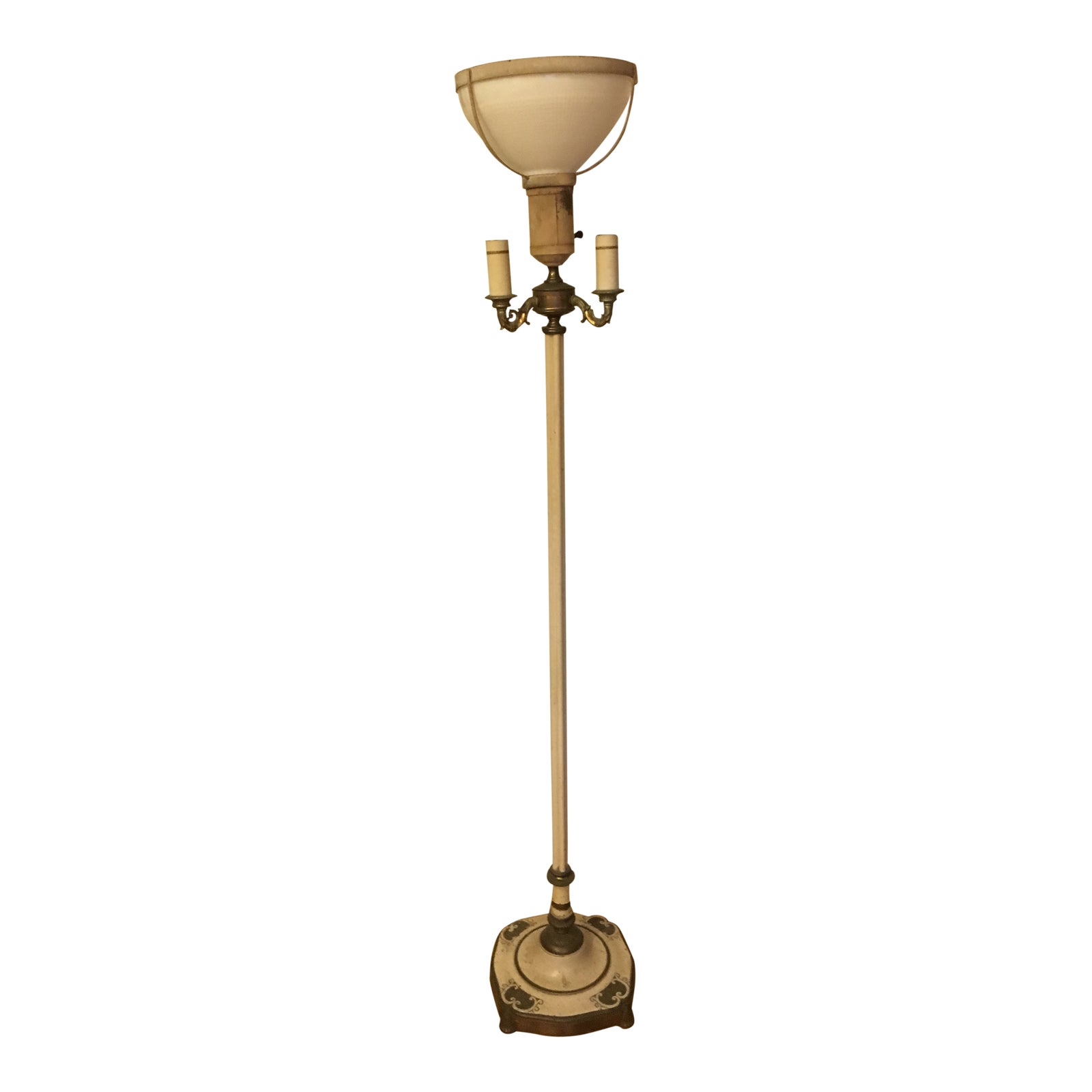 Vintage 1930s Rembrandt R9735 Brass Torchiere Candelabras Floor Lamp