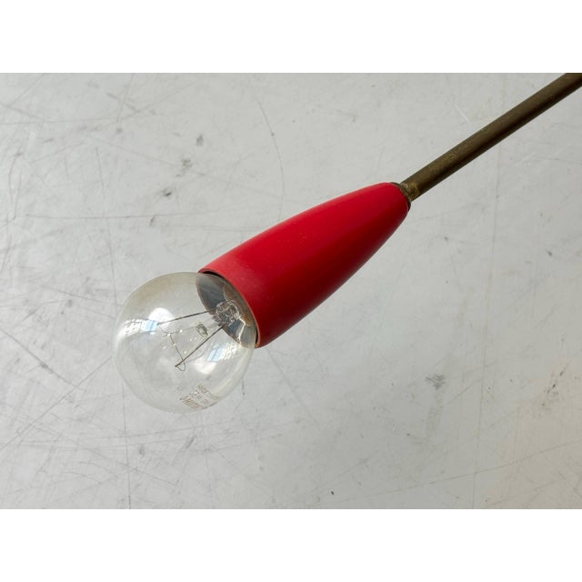 Sputnik Ceiling Light with Six Brass Arms and Colored Sockets, 1960s For Sale - Image 11 of 16