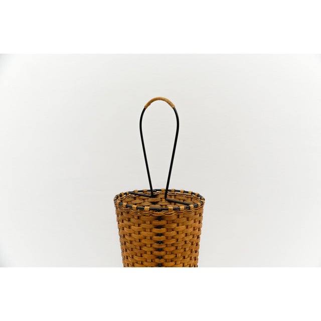 Scandinavian Rattan and String Umbrella Stand, Sweden, 1960s For Sale - Image 4 of 9