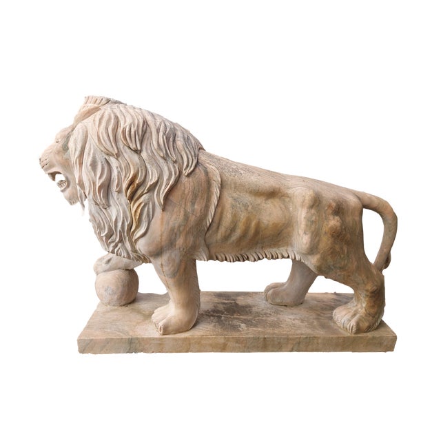 Unknown. Lion in Pink Portuguese Marble, 1890s, Marble For Sale - Image 3 of 4