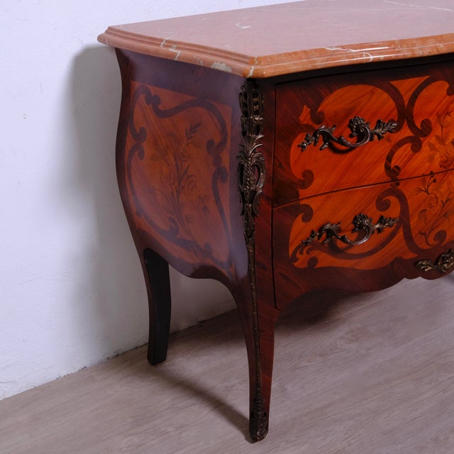 Louis XV Chest of Drawers in Wood and Marble with Two Drawers For Sale - Image 10 of 16