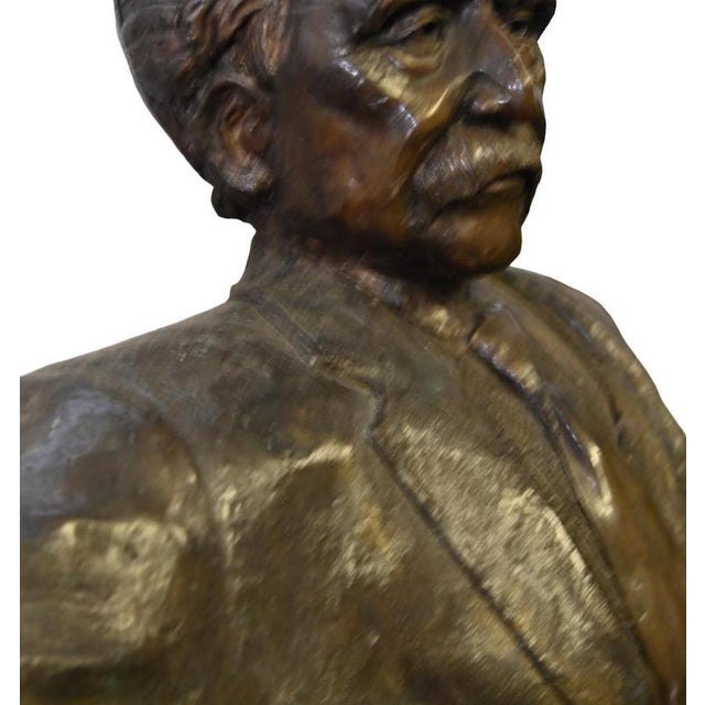 Bronze Albert Einstein Statue on Garden Bench For Sale - Image 3 of 10