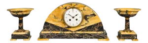 French Art Deco Clock and Garniture Set, 1920s, Set of 3