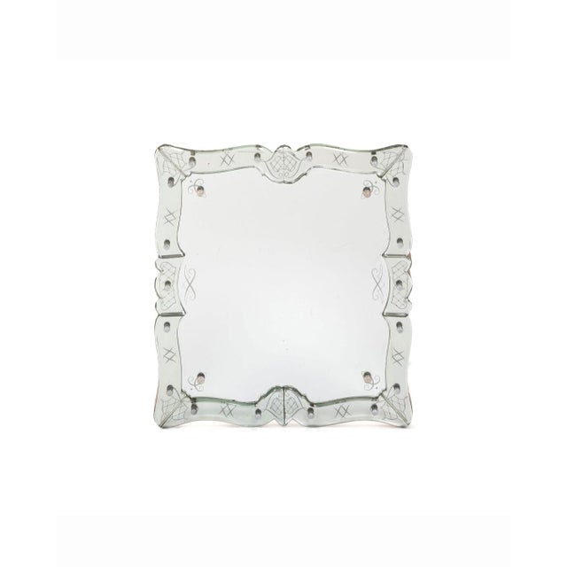 Table Mirror in Engraved Glass by Luigi Brusotti for Fontana Arte, 1940s, in Very Good conditions. Designed 1920 to 1949...