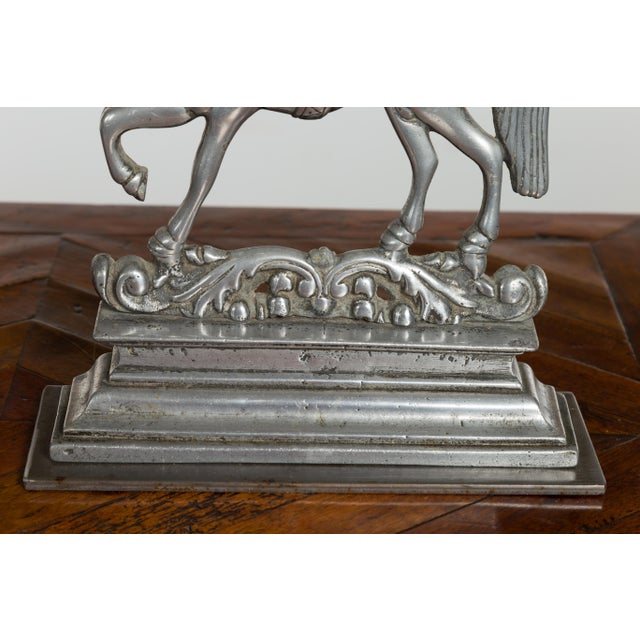 Early 20th Century Pair of English Turn of the Century Metal Bookends Depicting Prancing Horses For Sale - Image 11 of 12