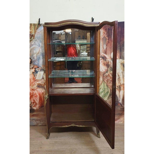 19th Century Louis XV Style Display Cabinet in Marquetry of Woods, 1890s For Sale - Image 5 of 6