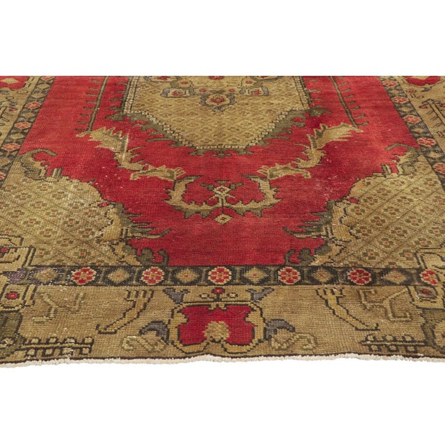 Red Vintage Turkish Oushak Rug - 05'02 X 08'08 For Sale - Image 8 of 11