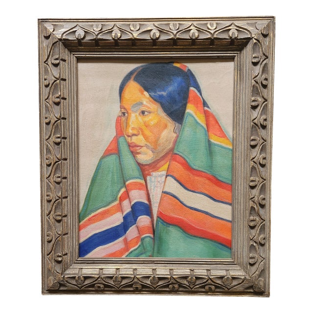 Portrait of an Native American Oil on Canvas Painting For Sale
