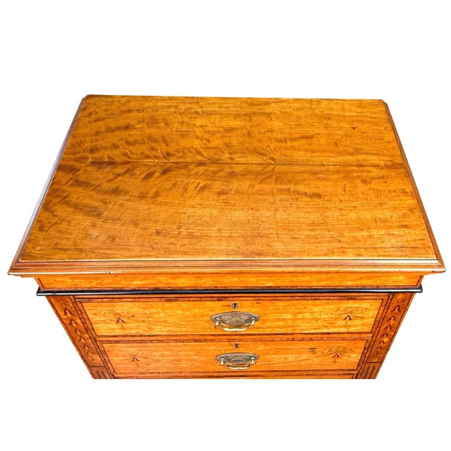 Brown Pedestal Chest of Drawers in Satinwood, 1880 For Sale - Image 8 of 12