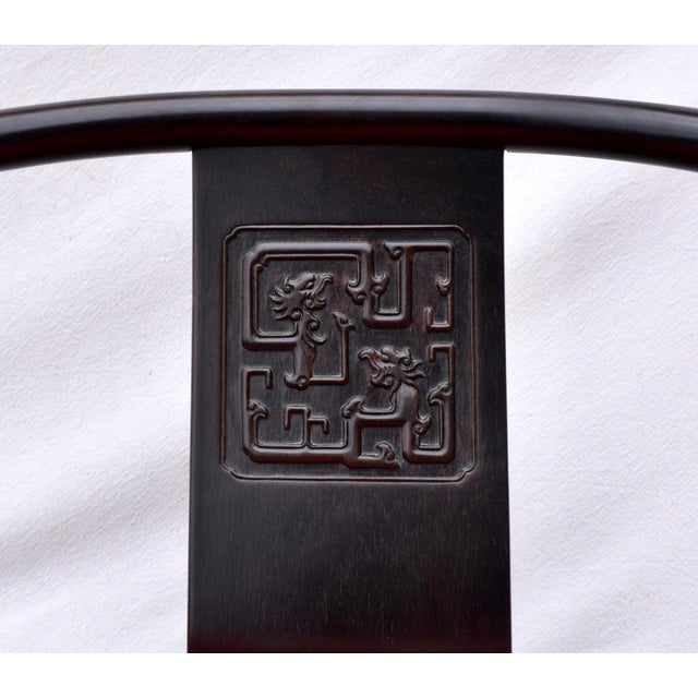 Solid Ebony Chinoiserie Accent Lounge Chairs For Sale - Image 10 of 11